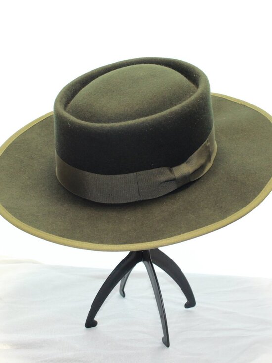 Olive & Pique Green VIDA Adult Adjustable 100% Wool Felt Gambler Bolero Hat NWT main image 8